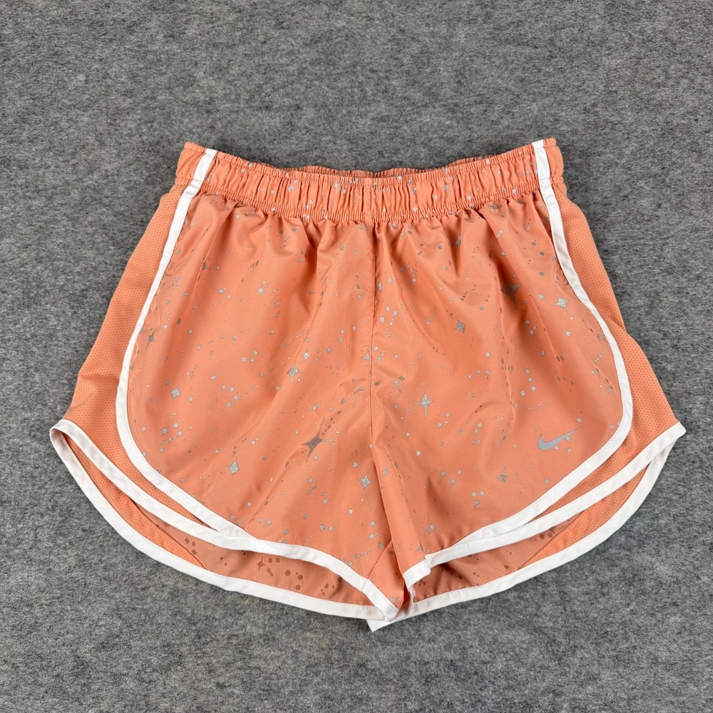 Nike Dri Fit Tempo Running Shorts 3" Lined Speckled Orange Womens Medium M